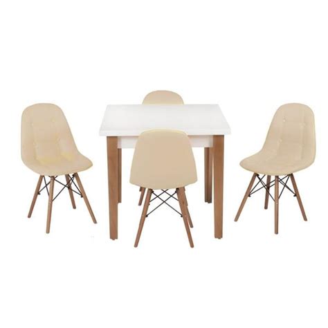 Conjunto Mesa De Jantar Luiza 80cm Branca 4 Cadeiras Botonê Nude Leroy Merlin