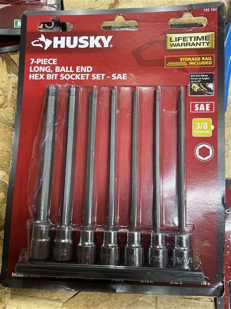 Husky 3 8 In Drive Sae Long Ball Hex Bit Socket Set 7 Piece Ebay