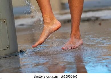 Gorgeous Brunette Model Showers Outdoors After Stock Photo Shutterstock