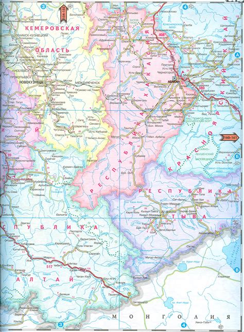 Подробная карта дорог Алтайского края, масштаб 1см:27км. На карте ...