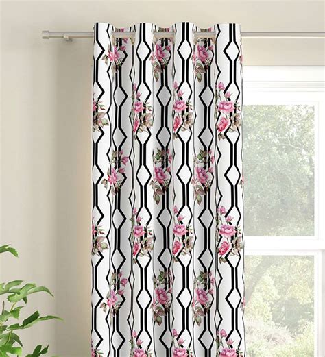 Buy White Floral Polyester Ft Light Filtering Eyelet Window Curtain