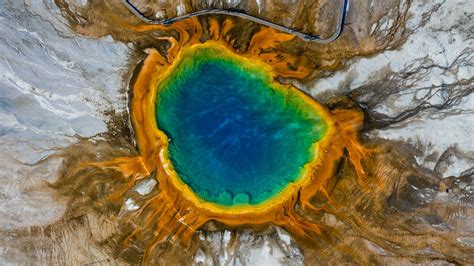 Wallpaper Lake Crater Relief Aerial View Hd Picture Image