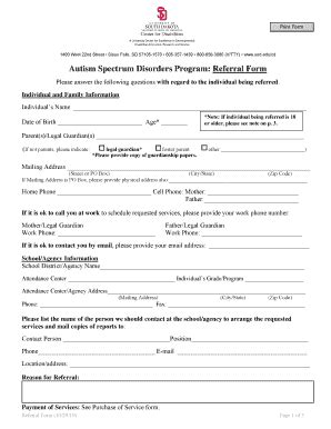 Autism Referral Form Complete With Ease Airslate Signnow