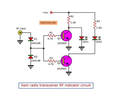 Ham radio transceiver RF indicator circuit - ElecCircuit.com