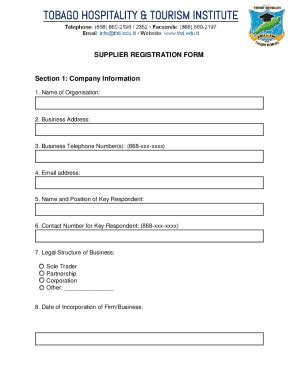 Fillable Online Supplier Registration Form Section Fax Email Print