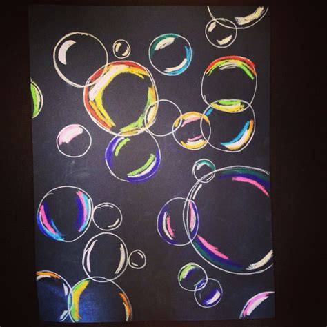 Another Pinterest Idea Completed Chalk Drawing Of Bubbles On Black Paper Art Instagram Page