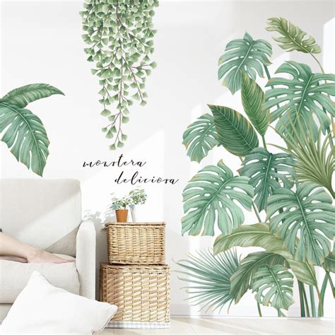 Jual Reliza Wall Sticker Green Leaves Daun Hijau Monstera Garden