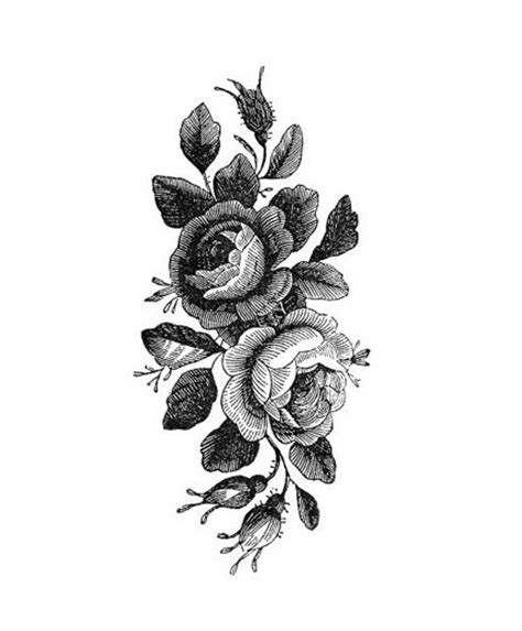 Temporary Tattoo Vintage Rose Tattoo Various Patterns And Etsy