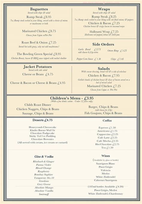 Online Menu Of The Bowling Green Leigh Ltd Restaurant Leigh United Kingdom Wn7 2ld Zmenu