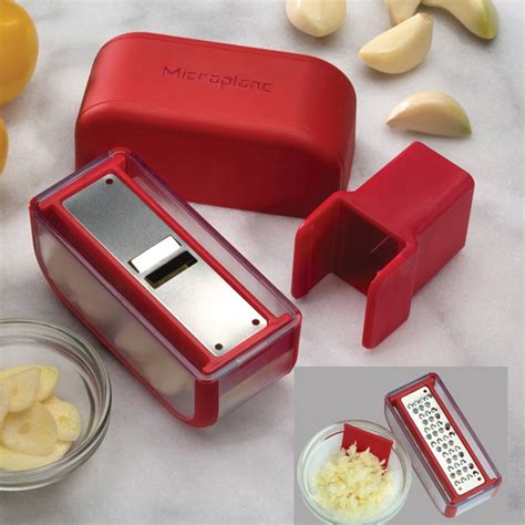 Microplane Garlic Slicer Mincer Set Red Garlic Chopper