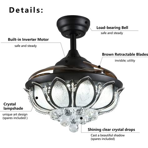 Moooni Inch Dimmable Fandelier With Lights Crystal Chandelier