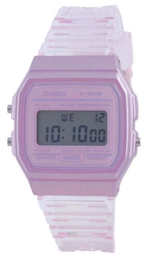 Casio Jugend Pink Resin Digital F 91WS 4 F91WS 4 Unisex Uhr Korea