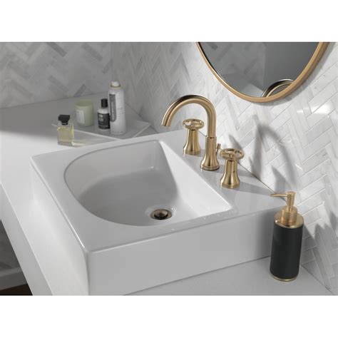 Delta Trinsic Champagne Bronze Widespread 2 Handle Watersense Bathroom Sink Faucet With Drain In