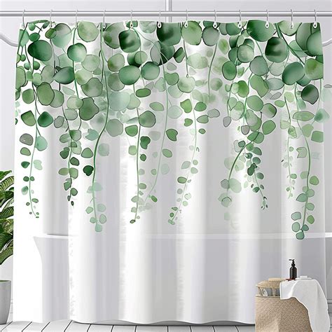 NatureInspired Eucalyptus Greenery Watercolor Shower Curtain Refresh