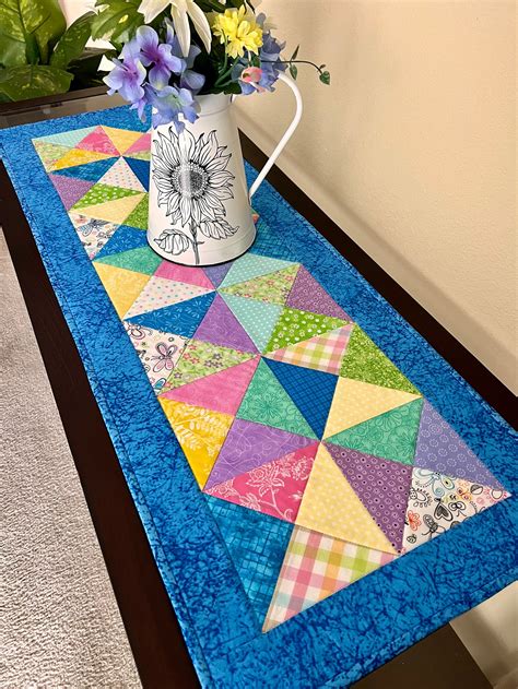 Easter Quilted Table Runner Spring Table Runner Reversible Etsy