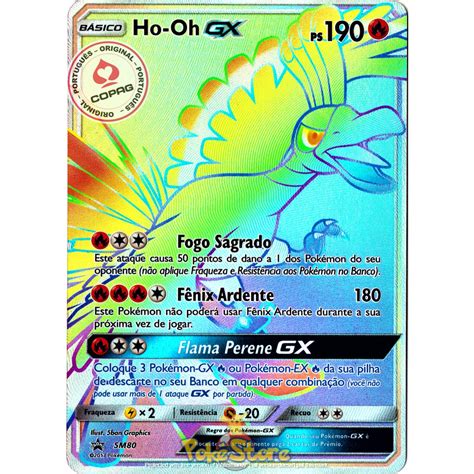 Carta Pokemon Ho Oh GX Português Original Copag Full Art Arco Íris