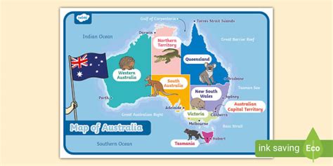 Map of Australia With Names (Teacher-Made)