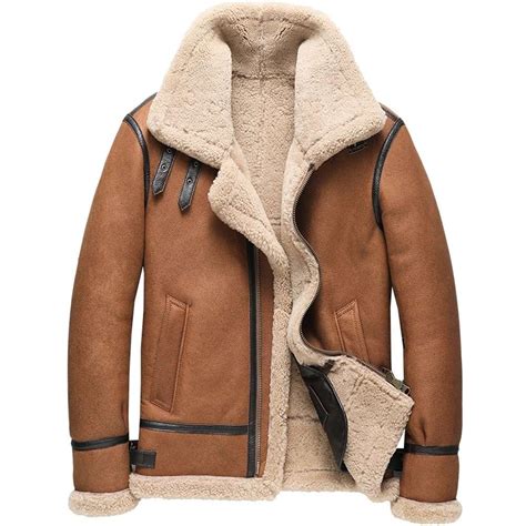 Denny Dora Mens B Sheepskin Shearling Jacket Brown Leather Jacket