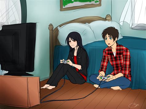 Playing Video Games Eren X Veena Meme Art By Vhenyfire On Deviantart