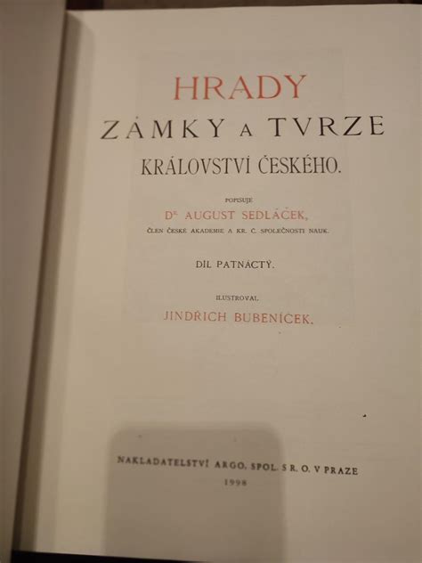 Hrady zámky a tvrze Království českého 1 15 I XV Sedláček TOP STAV