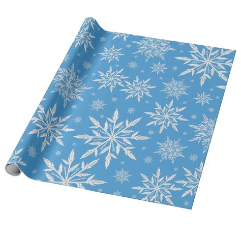 Blue Winter Snowflake Christmas Wrapping Paper | Zazzle | Christmas ...