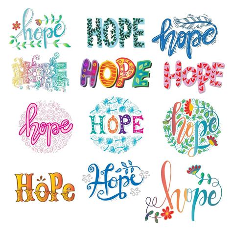 Set of hope hand lettering calligraphy. 692246 Vector Art at Vecteezy