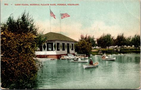 Vtg S Boats On Lake Clara Mineral Palace Park Pueblo Colorado Co