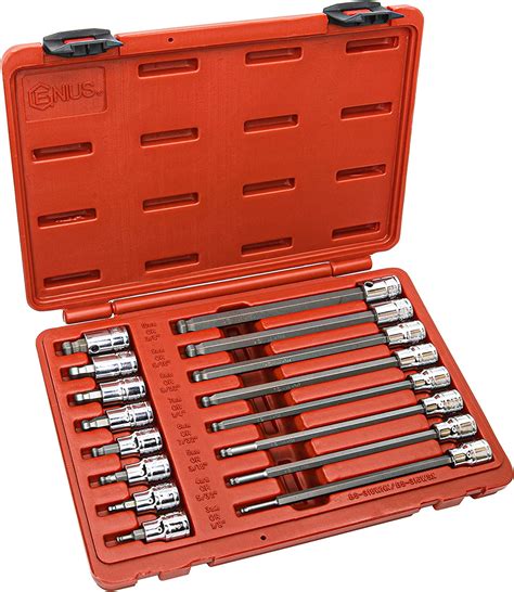 Genius Tools 16PC 3 8 Dr Metric Wobble Hex Bit Socket Set BS 316WHX