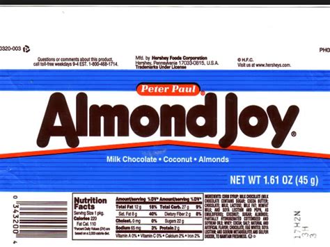 Almond Joy Fun Size Nutrition Information