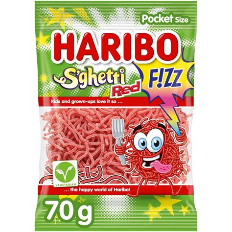 Haribo Spaghetti Red Fizz Peg Bag German 25oz 70g Poppin Candy