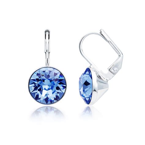 Myjs Bella Mini Earrings Made W Light Sapphire Blue Swarovski Crystals Rd Ptd Ebay