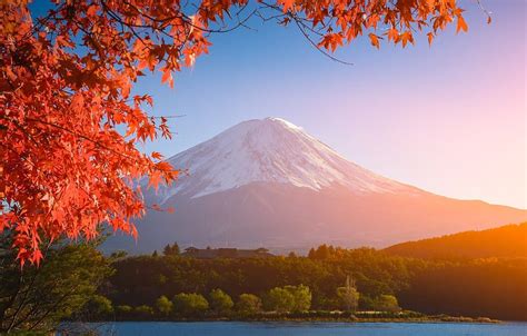 Autumn The Sky Leaves Colorful Japan Japan Red Fuji HD Wallpaper