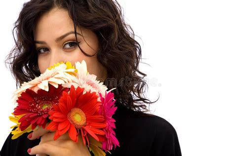 Happy with flowers stock photo. Image of birthday, spring - 3768312