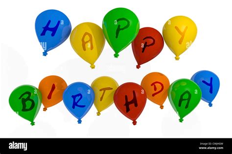 Birthday balloons on a white background Stock Photo - Alamy