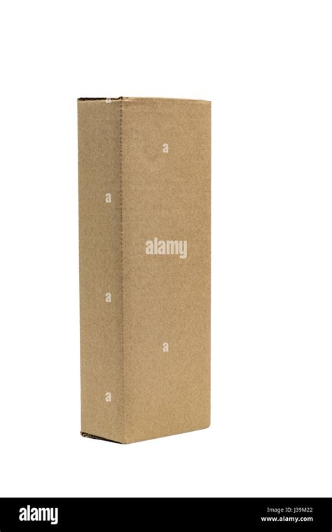 Long Rectangle Closed Brown Cardboard Box Packaging Blank Template In