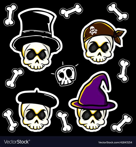 Skull And Crossbones Icon Set Sticker Royalty Free Vector