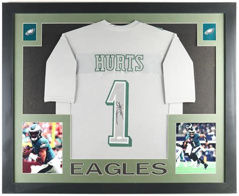 Jalen Hurts Signed Custom Framed Jersey Display JSA Pristine Auction