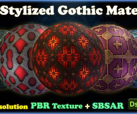 Artstation 50 Stylized Gothic Materials Sbsar Pbr Textures Mega