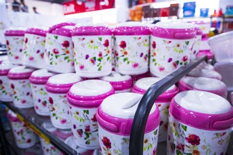 Colorful Plastic Hot Pot Lunch Box For Sale At A Supermarket In Bangladesh Stock Photo Image