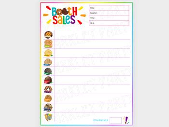 ABC Bakers Girl Scout Cookies Booth Tally Sheet Printable 2024 TPT