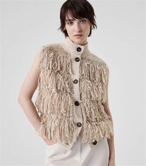 Womens Brunello Cucinelli Neutrals Mohair Cashmere Blend Cardigan