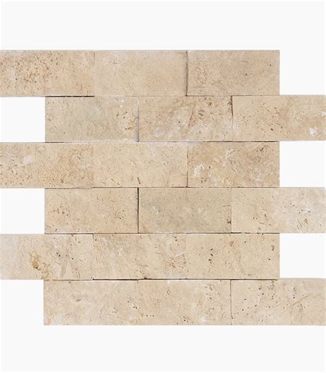 Ivory Splitface Travertine Mosaic Ozer Tile Stone