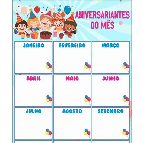 Banner Escolar Aniversariantes Do M S Impress O Digital Shopee Brasil