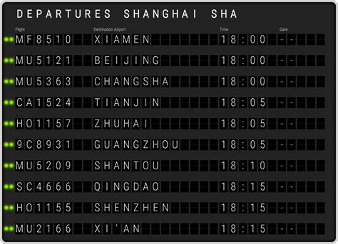 Shanghai Hongqiao Airport Departures & [SHA] Flight Schedules