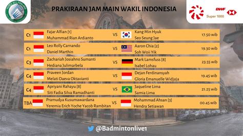 AllEngland2023 On Twitter Prakiraan Jam Main Wakil Indonesia Di