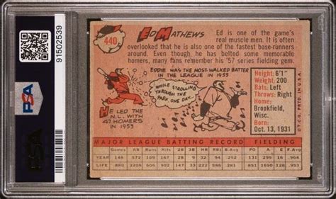 1958 Topps Ed Mathews PSA 3 Milwaukee Atlanta Braves EBay