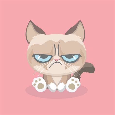 Cute Grumpy Cat Vector Illustration Grumpy Cat Art Cat Vector Grumpy Cat