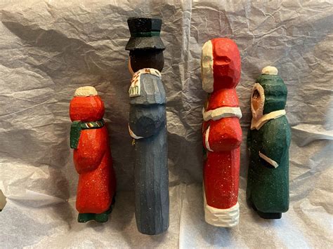 James Haddon Set Of 4 Hand Carved Hand Painted Carolers Very