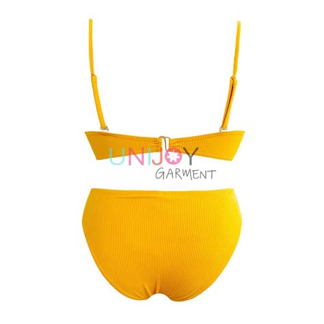 Custom Made Bikini Ribbed Swimwear With Zipper Unijoy
