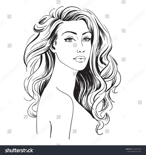 Beautiful Young Women Long Wavy Hair Stock Vector Royalty Free 1929762635 Shutterstock